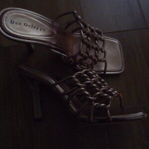 DEE OCLEPPO Belize Metallic Gold Copper Caged Mule Sandals In SZ US 10 NEW